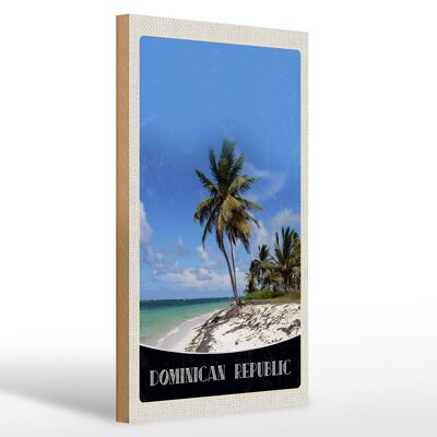 Cartel de madera viaje 20x30cm República Dominicana playa palmera