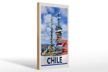 Panneau en bois voyage 20x30cm chemin plage mer Chili 1