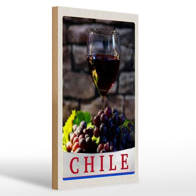 Cartel de madera viaje 20x30cm Chile vino uvas tradición vacaciones
