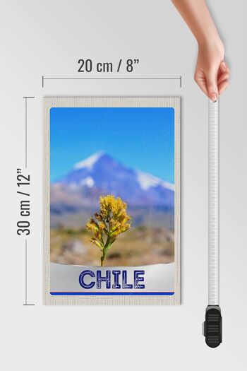 Panneau en bois voyage 20x30cm Chili fleurs montagnes vacances 4