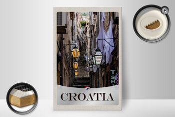 Panneau en bois voyage 20x30cm, lanterne d'escalier de la vieille ville de Croatie 2