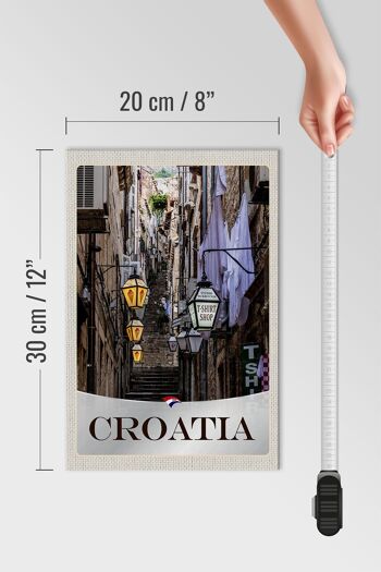 Panneau en bois voyage 20x30cm, lanterne d'escalier de la vieille ville de Croatie 4
