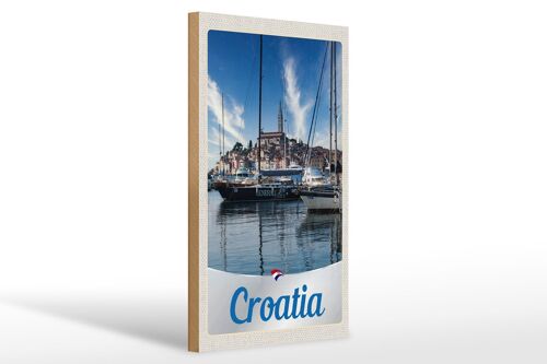 Holzschild Reise 20x30cm Kroatien Yacht Stadt Meer Urlaub