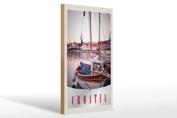 Panneau en bois voyage 20x30cm Croatie bateaux ville mer vacances 1