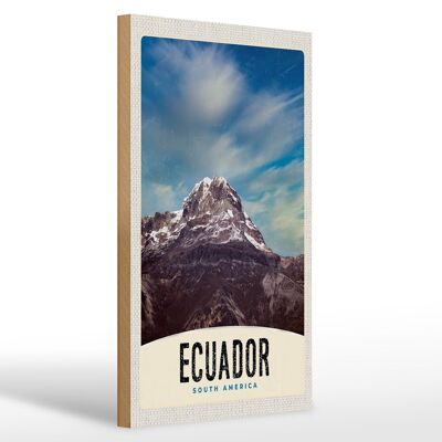 Cartello in legno da viaggio 20x30 cm Ecuador Sud America montagne innevate