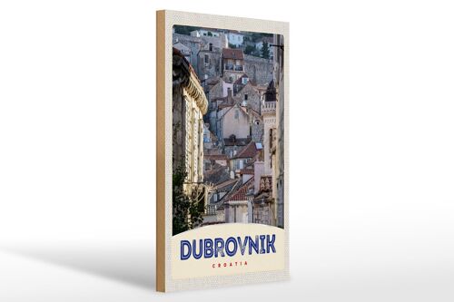 Holzschild Reise 20x30cm Blick auf Dubrovnik Kroatien Stadt