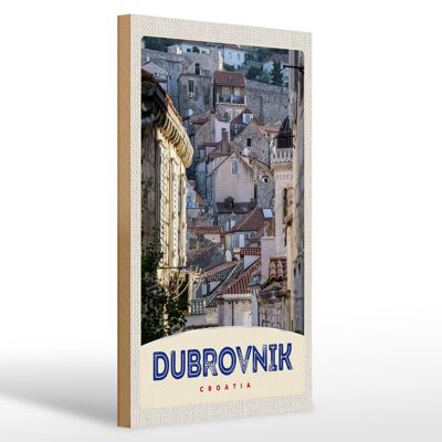 Panneau en bois voyage 20x30cm vue de la ville de Dubrovnik Croatie