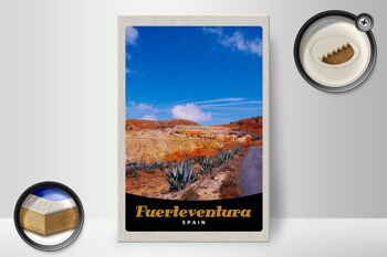 Panneau en bois voyage 20x30cm Fuerteventura Espagne montagnes du désert 2