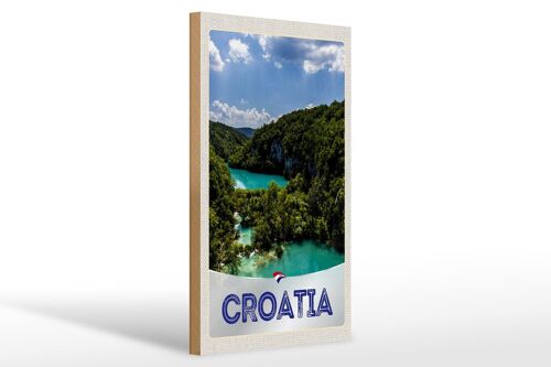 Holzschild Reise 20x30cm Kroatien Meer Natur Urlaub Berge