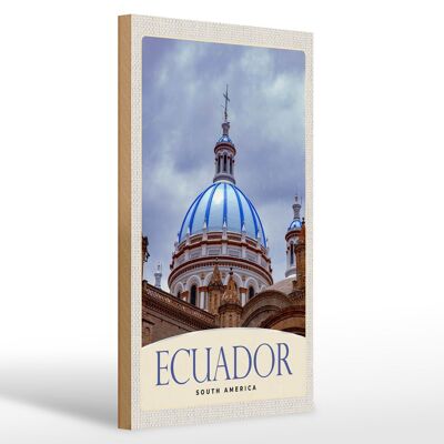 Cartello in legno da viaggio 20x30 cm Ecuador Sud America città chiesa