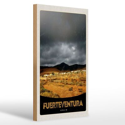 Cartello in legno da viaggio 20x30 cm Fuerteventura Spagna montagne deserte