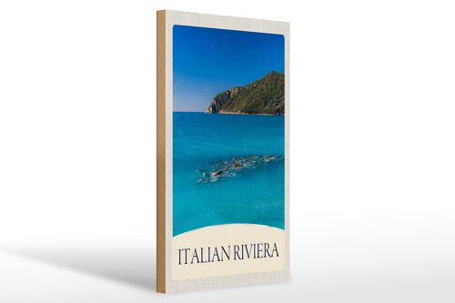 Holzschild Reise 20x30cm Italien Riviera Strand blau Meer