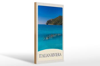Panneau en bois voyage 20x30cm Italie Riviera plage mer bleue 1