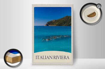 Panneau en bois voyage 20x30cm Italie Riviera plage mer bleue 2