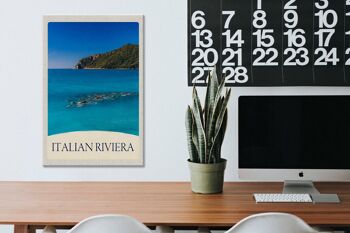 Panneau en bois voyage 20x30cm Italie Riviera plage mer bleue 3