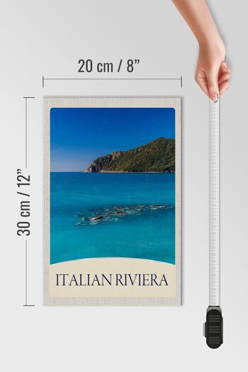Panneau en bois voyage 20x30cm Italie Riviera plage mer bleue 4