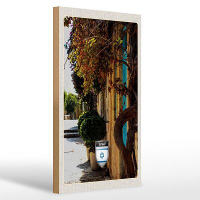 Cartel de madera viaje 20x30cm Israel ciudad plantas vacaciones