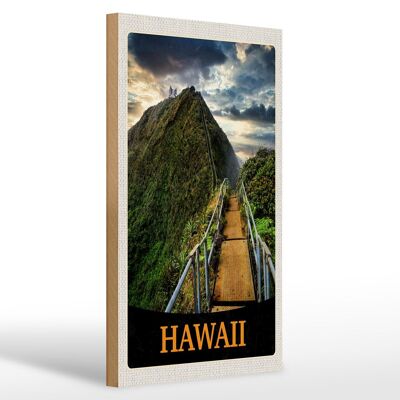 Wooden sign travel 20x30cm Hawaii island beach palm trees nature