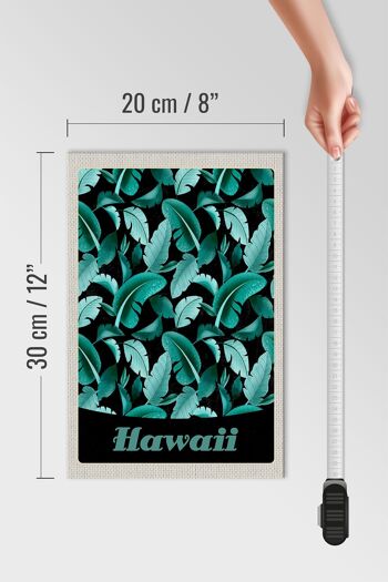 Panneau en bois voyage 20x30cm Île d'Hawaï plage feuilles bleues 4