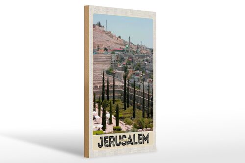 Holzschild Reise 20x30cm Jerusalem Israel Stadt Garten