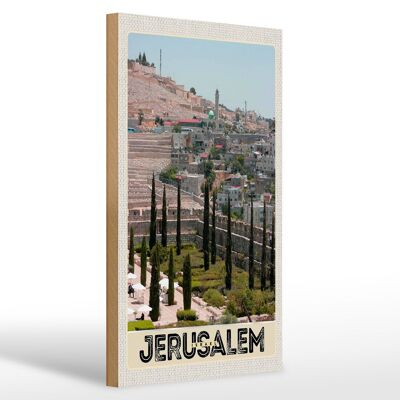 Cartel de madera viaje 20x30cm Jerusalén Israel ciudad jardín