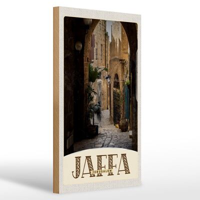 Cartel de madera viaje 20x30cm Jaffa Jerusalén Israel camino de la ciudad