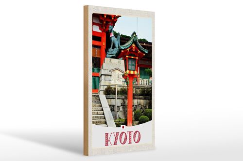 Holzschild Reise 20x30cm Kyoto Japan Skulptur Fuchs