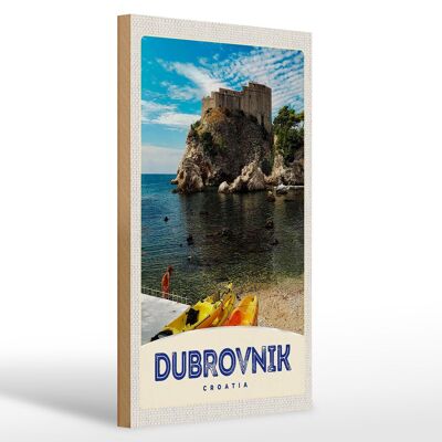 Cartel de madera viaje 20x30cm Dubrovnik Croacia mar arquitectura