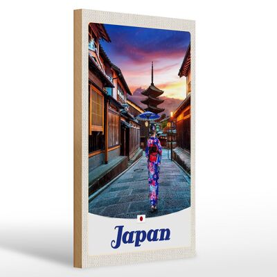 Cartel de madera viaje 20x30cm Japón Asia Tradición mujer japonesa
