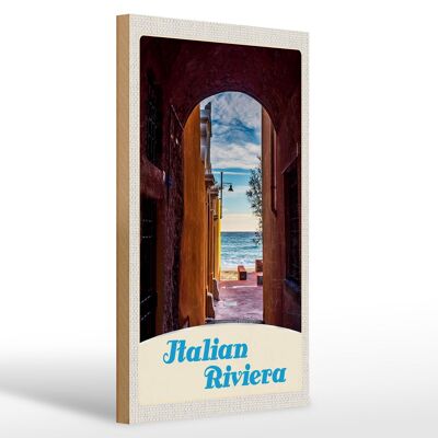 Cartel de madera viaje 20x30cm Italia Riviera playa mar vacaciones