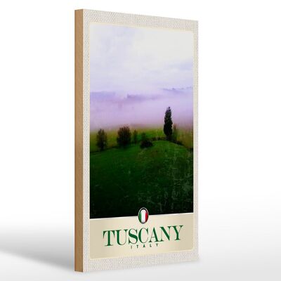 Panneau en bois voyage 20x30cm Toscane Italie montagnes prairie nature