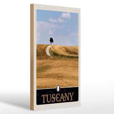 Panneau en bois voyage 20x30cm Toscane Italie champ prairie nature signe