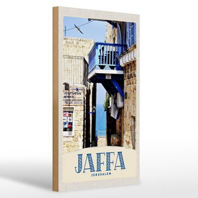 Panneau en bois voyage 20x30cm Jaffa Jérusalem Israël ville mer