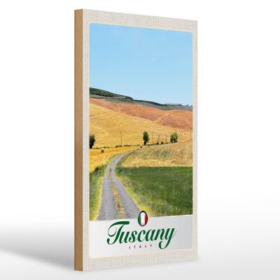 Cartel de madera viaje 20x30cm Toscana Italia campos cartel de camino de tierra