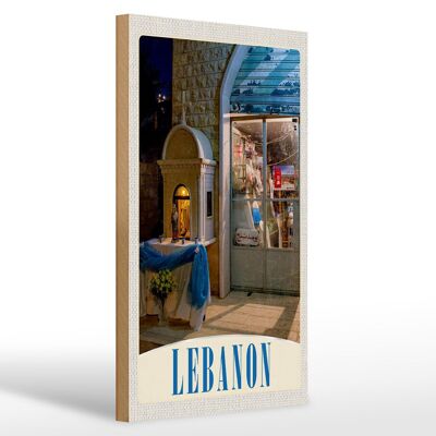 Cartel de madera viaje 20x30cm Líbano África Cristianos Cruz