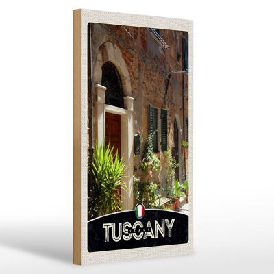 Cartel de madera viaje 20x30cm Toscana Italia decoración plantas de construcción