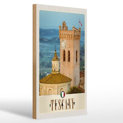 Cartel de madera de viaje 20x30cm Toscana Italia cartel de la torre de la iglesia