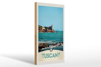 Panneau en bois voyage 20x30cm Toscane Italie mer maison de plage 1