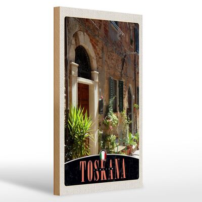 Cartello in legno da viaggio 20x30 cm Toscana Italia edificio natura