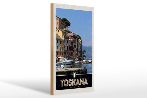 Holzschild Reise 20x30cm Toskana Italien Gebäude Meer