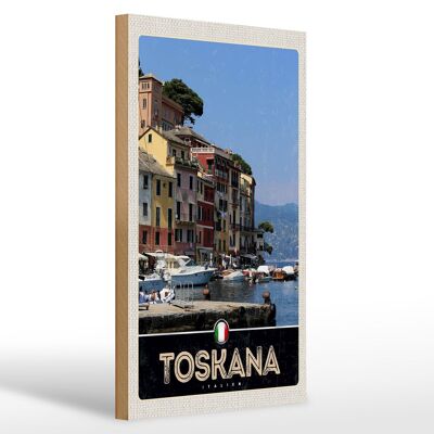 Holzschild Reise 20x30cm Toskana Italien Gebäude Meer