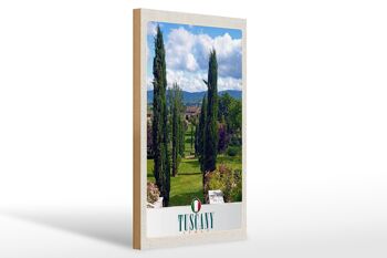 Panneau en bois voyage 20x30cm Toscane Italie décoration arbres nature 1