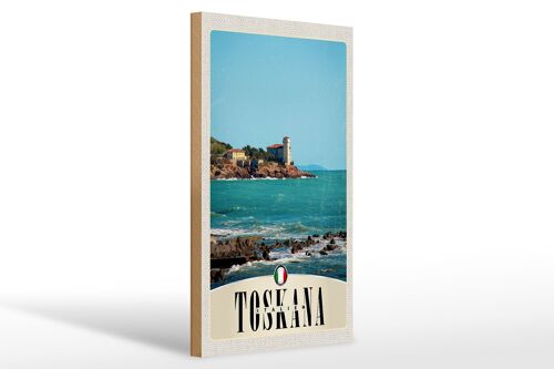 Holzschild Reise 20x30cm Toskana Italien Häuser Meer