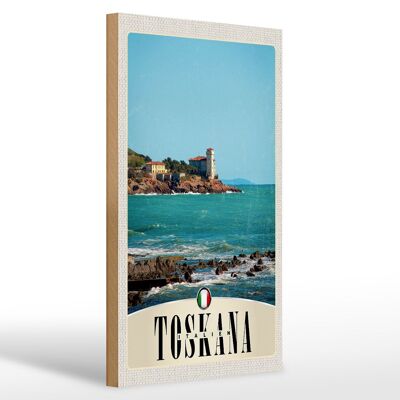 Cartello da viaggio in legno 20x30cm Toscana Italia case mare