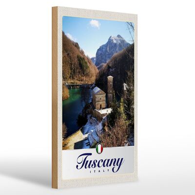 Cartel de madera viaje 20x30cm Toscana Italia arquitectura montañas