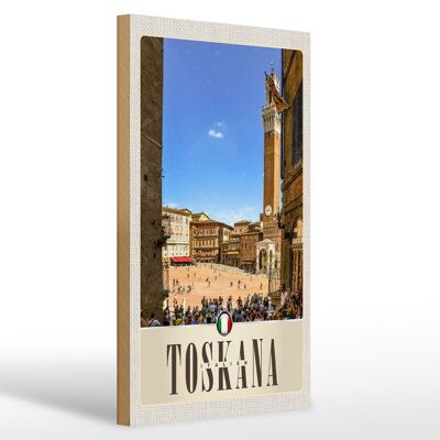 Cartello in legno da viaggio 20x30 cm Toscana Italia quadrato natura chiesa