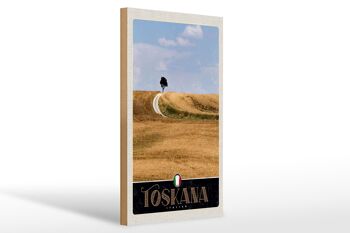 Panneau en bois voyage 20x30cm Toscane Italie voyage dans les prairies d'arbres 1