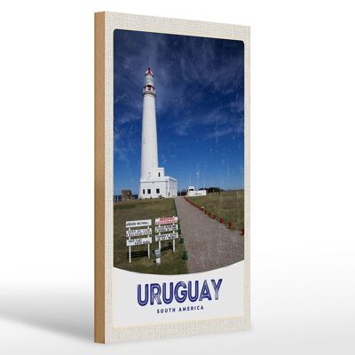 Cartel de madera viaje 20x30cm Uruguay America USA faro