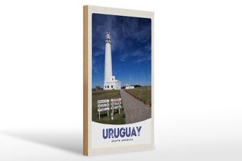 Panneau en bois voyage 20x30cm Uruguay Amérique USA phare 1