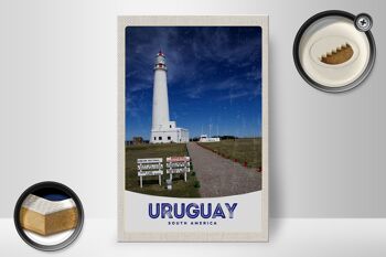 Panneau en bois voyage 20x30cm Uruguay Amérique USA phare 2